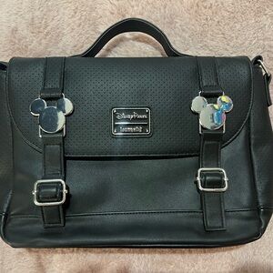 Loungefly Black Messenger Bag with Silver Accents
